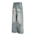thumbnail image 2 of Mens Wide Leg Jeans Washed Slightly Stretchy Casual Fit Durable Denim Pants For Daily Activities Relaxed Everyday Wear, 2 of 13