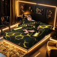 thumbnail image 4 of meiyoeat Gradient Gamepad Twin Sheet Sets for Boys Gamers, Neon Honeycomb Yellow Gaming Bedding, 3pcs, 1 Flat Sheet, 1 Fitted Sheet and 1 Pillowcase, 4 of 6