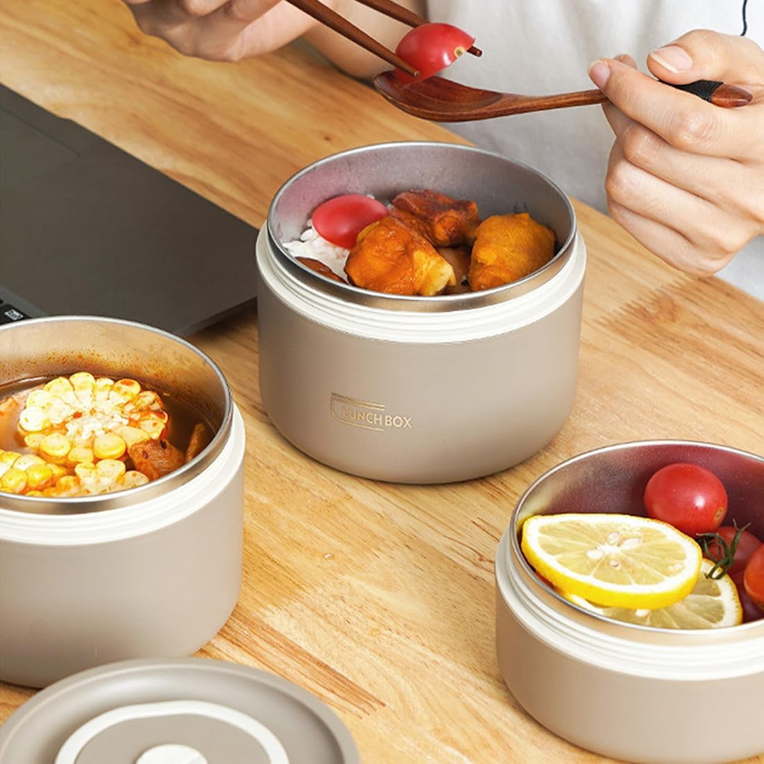 Portable Insulated Lunch Container Set, 3-In-1 Stackable Lunch Boxes & 1 Insulated Bag, Bento Box Adult Box Set, for Microwave Safe, Authentic Flavors & Locking in Freshness (3pcBlue)