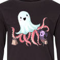 thumbnail image 4 of Inktastic Cute Ghost Octopus Trick or Treating with Bat Long Sleeve Youth T-Shirt, 4 of 5