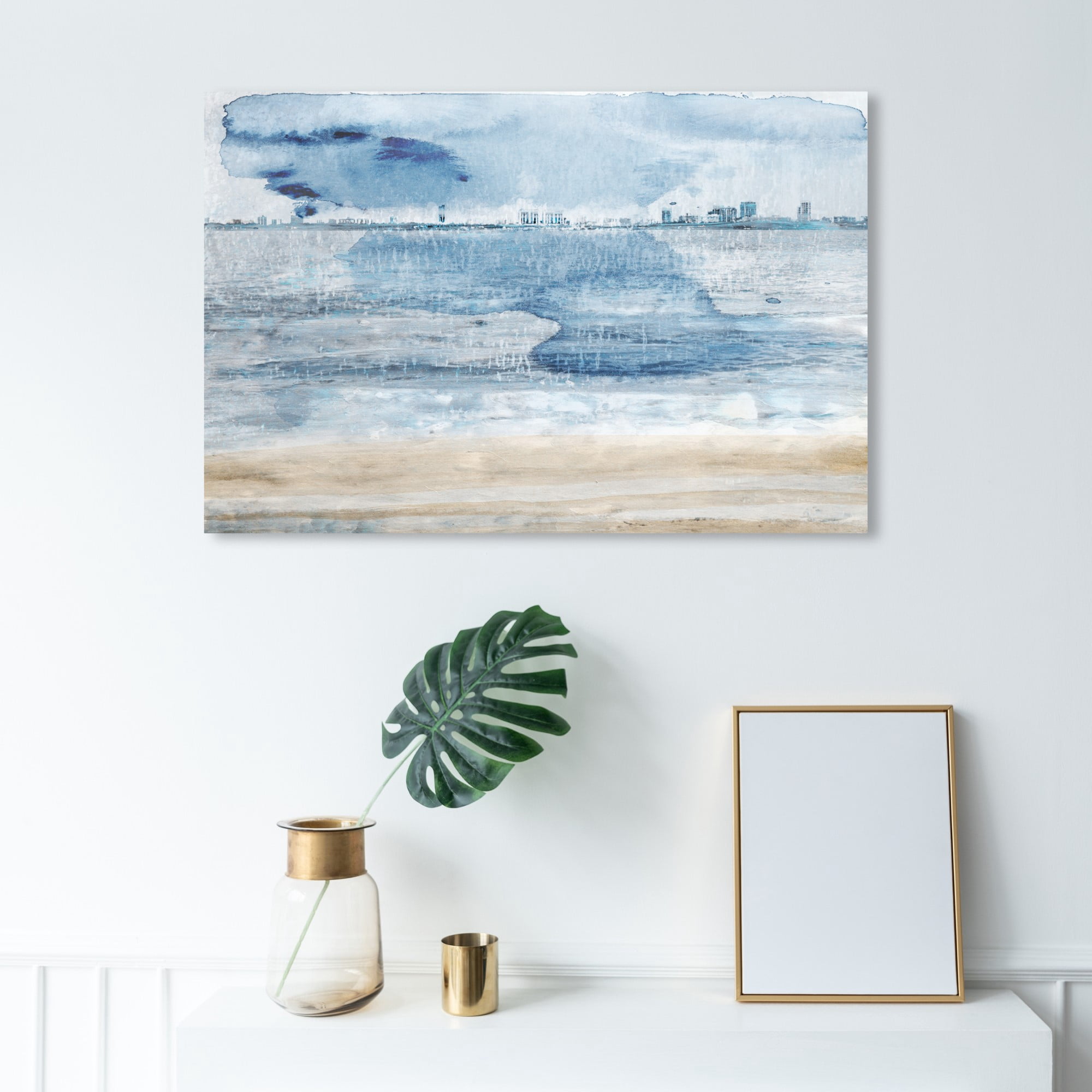 Wynwood Studio 'Miami Bay' Cities and Skylines Wall Art Canvas Print - Blue, Yellow, 24" x 16"