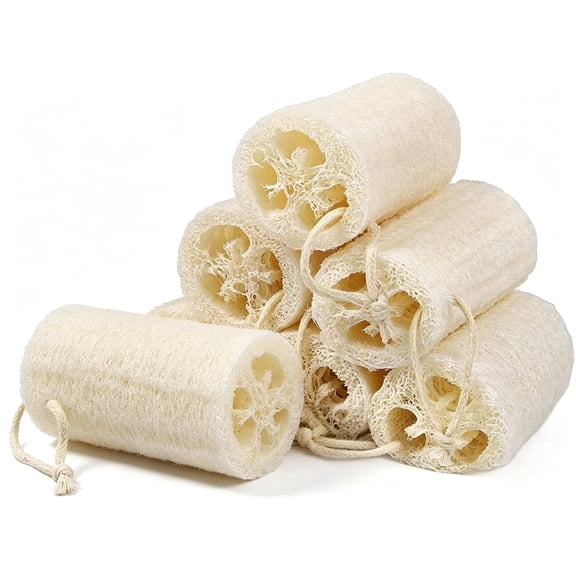 7 Pack Natural Loofah Sponges - 5" Organic Luffa Body Scrubber for Exfoliating & Deep Cleansing, Eco-Friendly Shower Sponge for Men & Women
