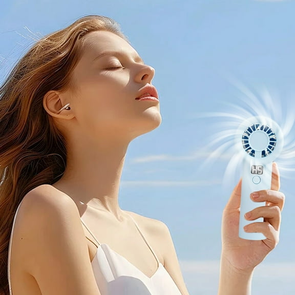 WKSCLPAI Mini Handheld Fan, 3 Speed Portable Hand Fan,Small and Powerful, Lightweight USB Rechargeable Fan for Travel Camping Man Women Summer Outdoor Indoor Light Blue