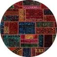 thumbnail image 1 of Ahgly Company Machine Washable Indoor Round Abstract Sepia Brown Area Rugs, 3' Round, 1 of 7