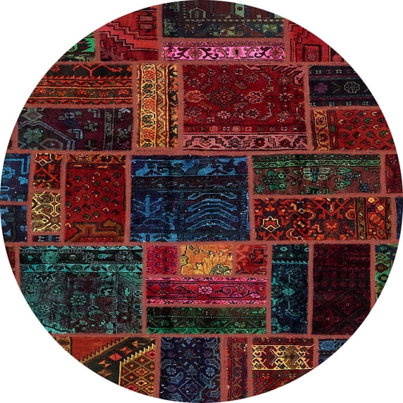 Ahgly Company Machine Washable Indoor Round Abstract Sepia Brown Area Rugs, 3' Round