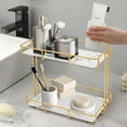 thumbnail image 3 of Wildnix 2-Tier Industrial Bathroom Organizer, White and Gold Iron & Glass Countertop Shelf, &nbsp; Design with High Load Capacity, Modern Style, 3 of 6