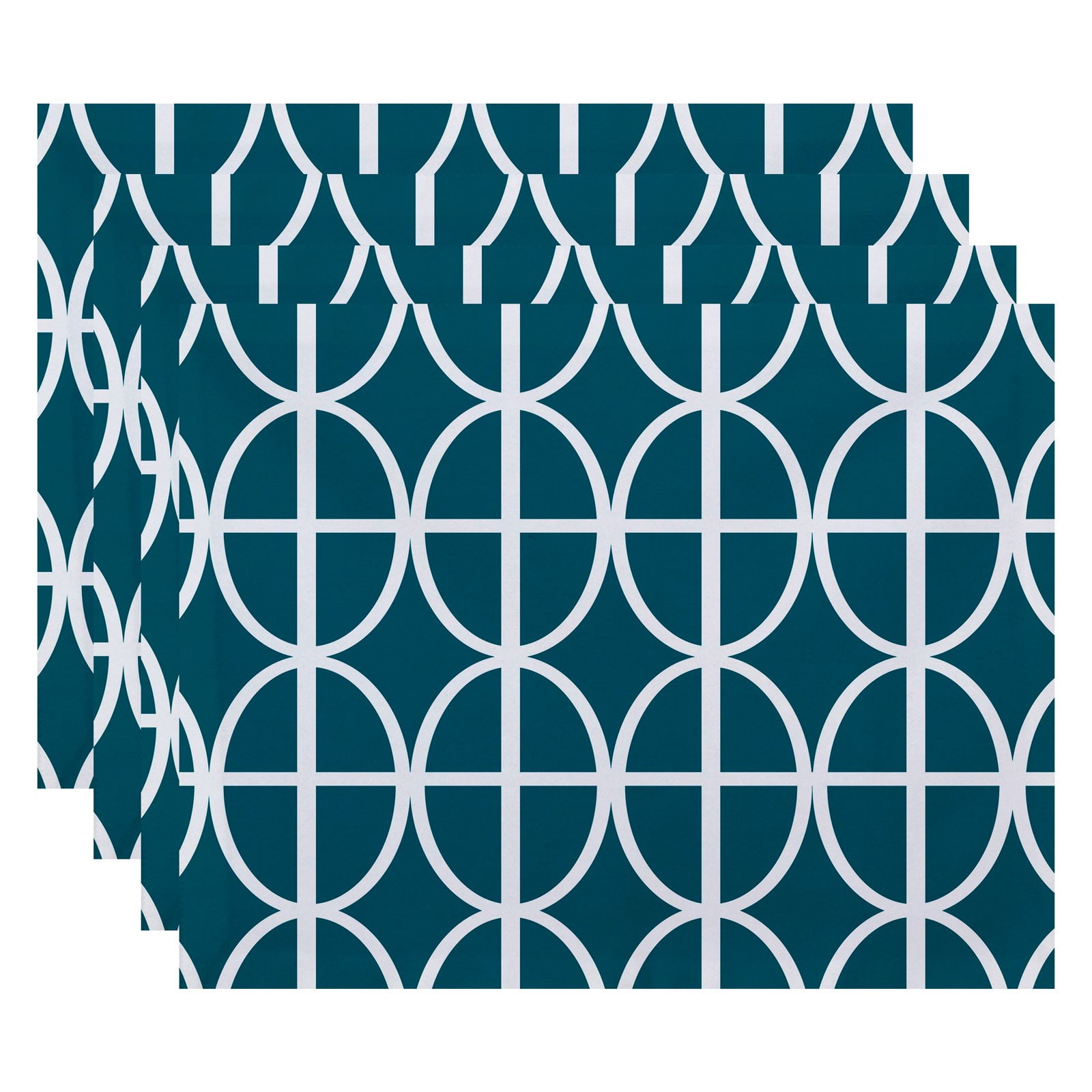 Simply Daisy, 18 x 14 Inch Ovals and Stripes Geometric Print Placemat (set of 4), Blue