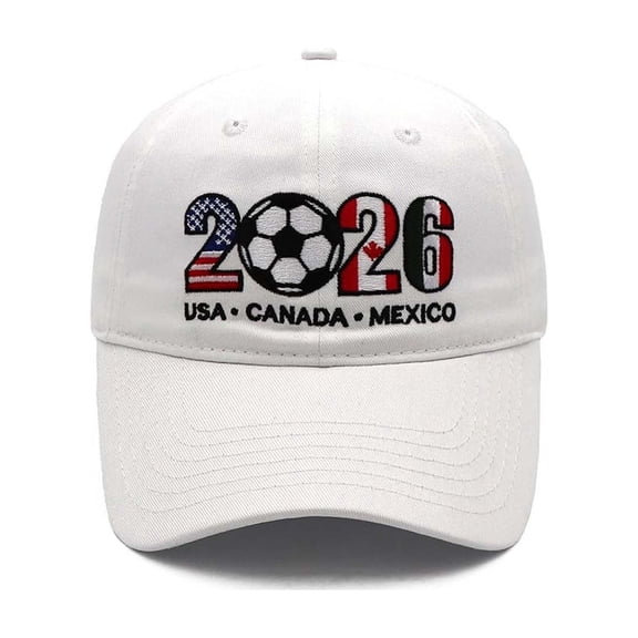 2026 Embroidered Baseball Cap-USA Canada Mexico Flag Soccer Hat Adjustable White Cap for Men Women Unisex Vintage Washed Cotton Baseball Cap Soft Unconstructed Plain Blank Adjustable Size Hat