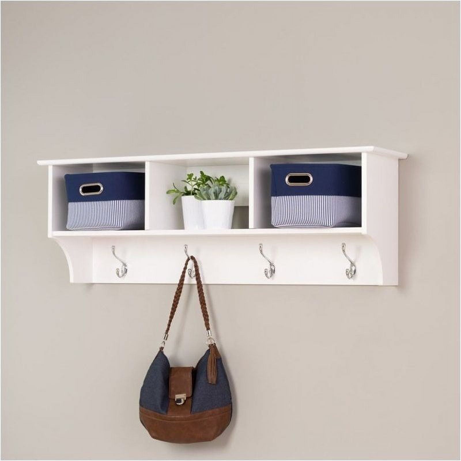 Wall Cubby Storage Unit Coat Rack Shelf with 3 Cubby Holes For