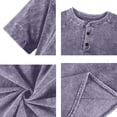 thumbnail image 6 of GrmtClth Henley Shirts for Men Vintage Distressed Stylish T-Shirts Short Sleeve Washed Tee Shirts with Button Placket Heavyweight Pullover Light Purple XXL, 6 of 8