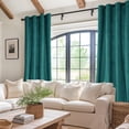 thumbnail image 6 of JIUZHEN Velvet Curtains 84 Inch Long–Soft Retro Velvet Blackout Thermal Insulated & Noise Reducing Grommet Curtains for Living Room/Closet, 52 x 84 Inches, 2 Panels with Tiebacks,Teal, 6 of 9