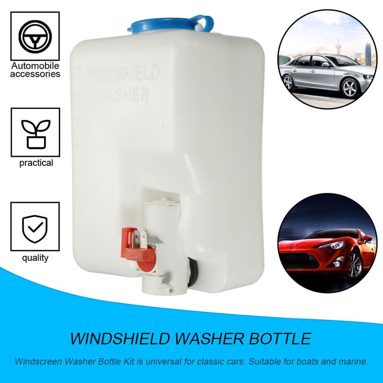 Appearancnes 12V Universal Classic Car Windshield Washer Reservoir Pump Bottle Kit Jet Switch Clean Tool Easy&Convenient to Use 