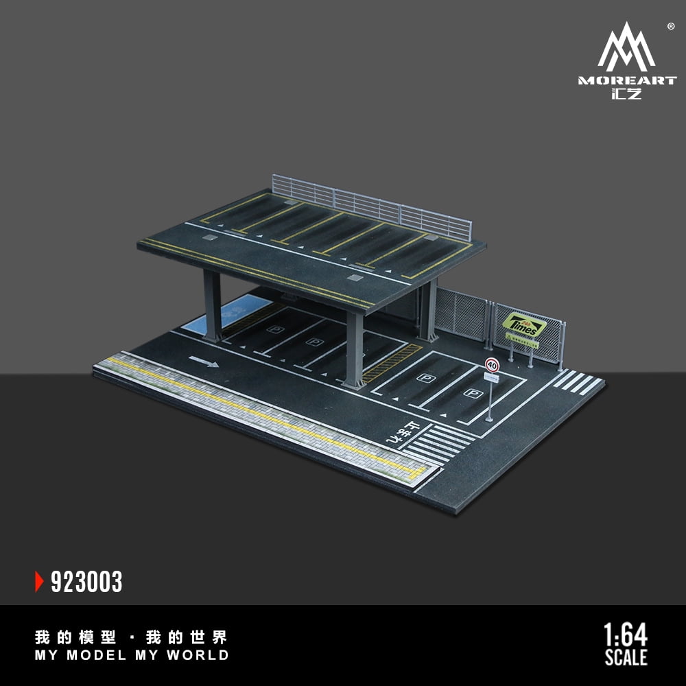 NUEIOVRW Diorama 1:64 Parking Lot Model, LED Lighting Diecast Car Garage Display Model, Car Showroom Scene Building Model Toy Gift, Car Models Display Case