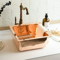 Solid Copper Undermount Kitchen and Bathroom Sink | Handmade Hammered Copper Vessel Sink *Drain Cap Included*