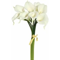Vickerman 14" Artificial White Calla Lily Bundle Featuring 8 Beautiful Blooms