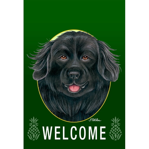 Newfoundland - Best of Breed Welcome Pineapples Garden Flags. Flag is 12" x 17"