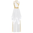 thumbnail image 2 of Haitryli Womens Praise Dance Outfit Asymmetric Hem Overlay Dress with Pants Worship Liturgical White XXL, 2 of 8