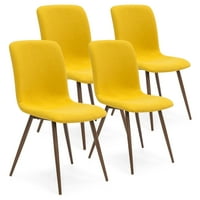 Best Choice Products Set of 4 Mid-Century Modern Dining Room Chairs w Fabric Upholstery and Metal Legs Yellow by Best Choice Products