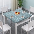 thumbnail image 3 of Light Blue Christmas Snowman Pattern Square Fitted Tablecloth with Elastic Edge,Square Table Cover,Washable Elastic Table Cover for Home Kitchen Party Decor 36"x36", 3 of 6