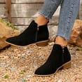 thumbnail image 4 of Lovzfmll Ankle Boots for Women, Plus Size Suede Ankle Low Heel Side Zipper, Chunky Low Heel Pointy Toe Chelsea Boots Casual Fall Black Boots, 4 of 9