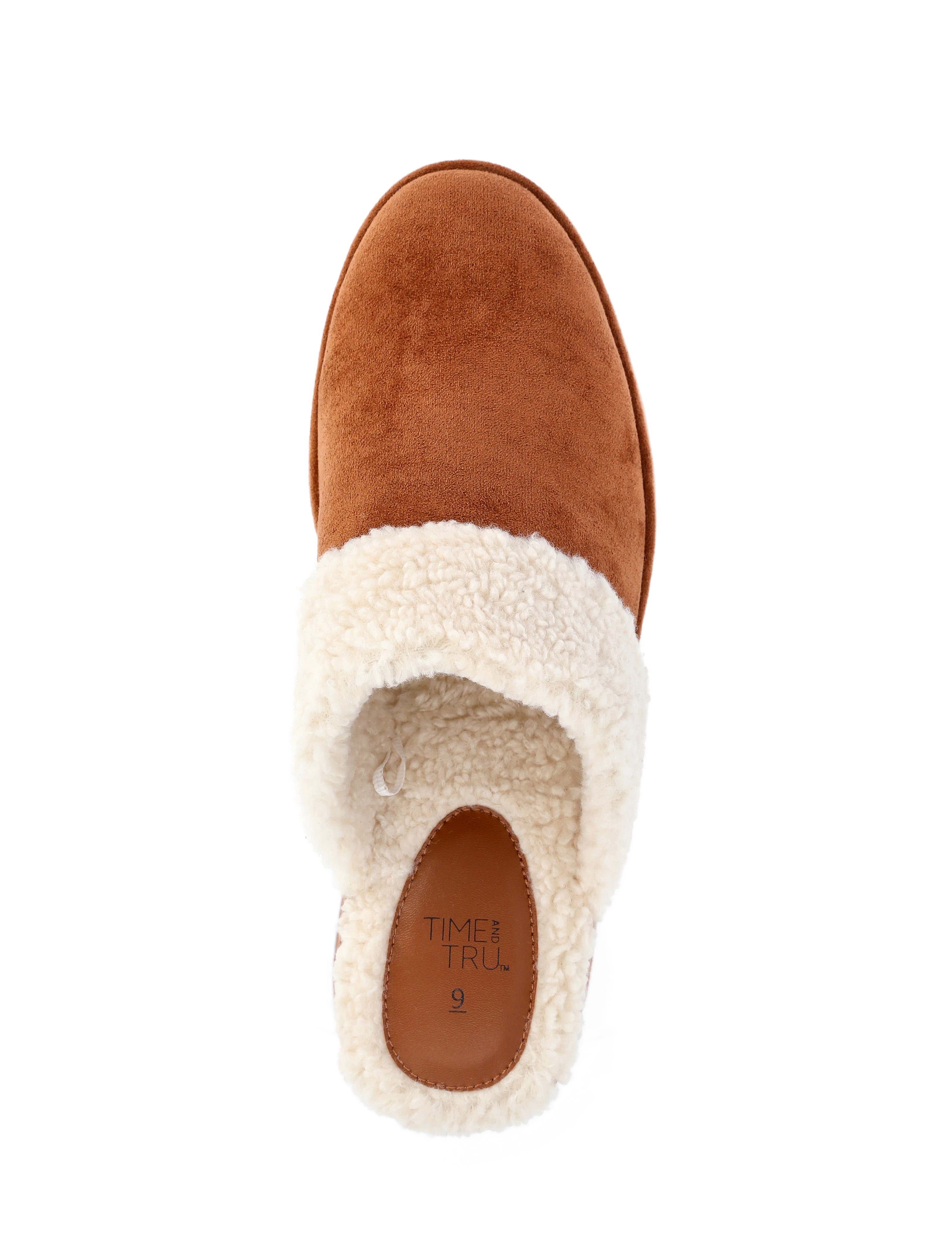 Time and Tru Women's Faux Shearling Wedge Clogs