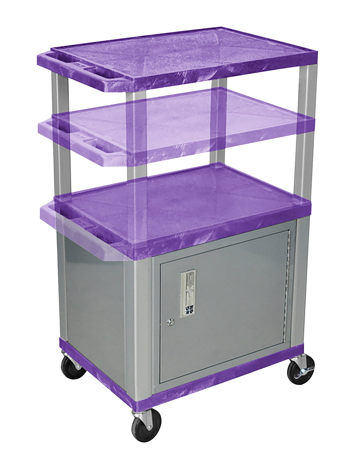 Luxor Rolling Office Utility Cart with Purple and Nickel