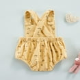 thumbnail image 4 of Lovely Baby Girls Printed Romper  Sleeveless Square Neck Buttoned Suspender Elastic Waist Jumpsuit Triangle Crotch, 4 of 7