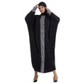 thumbnail image 3 of Women's Plus Size Abaya Maxi Dress Long Sleeve Batwing Sleeve Sequin Tassel Trim Loose Fit Caftan Robe Islamic Prayer Dress Elegant Evening Party Wedding Guest, 3 of 8