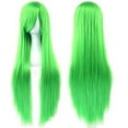 thumbnail image 1 of Xiao Hua Peluca de cabello natural liso de 80 cm de largo con flequillo para cosplay, peluca colorida para fiesta de Halloween para niña (verde manzana)., 1 of 5