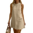 thumbnail image 3 of Horkkom Sleeveless Dress for Women Summer Tank Mini Linen Dress Casual Loose Beach Sundresses S, 3 of 10