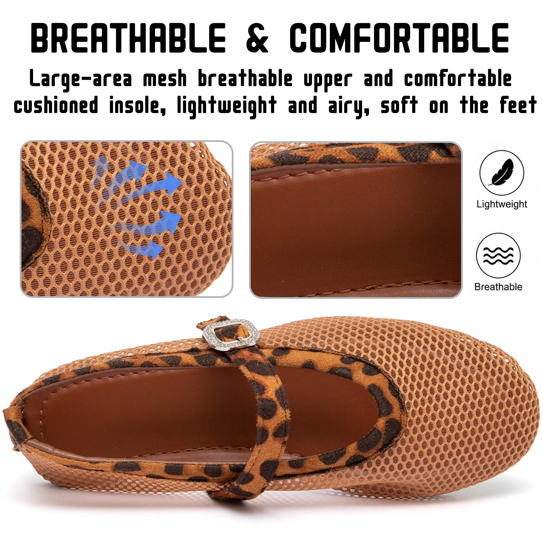 BERANMEY Women's Breathable Mesh Ballet Flats photo 3