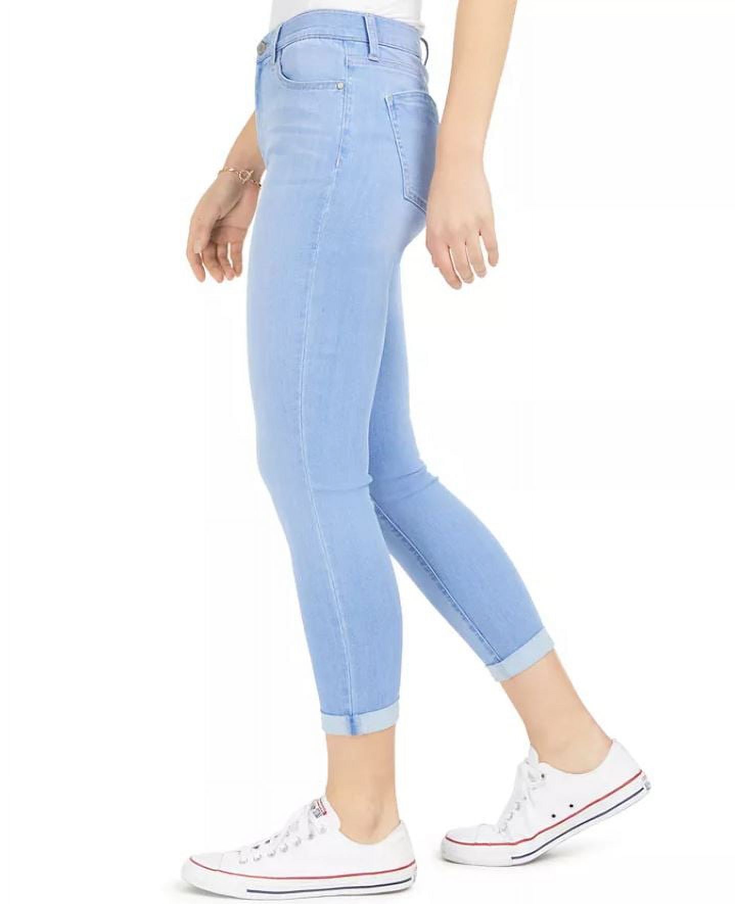 Celebrity Pink Girl's Blue Curvy Cuffed High-Rise Cropped Jeans, 0/24 - image 3 of 5