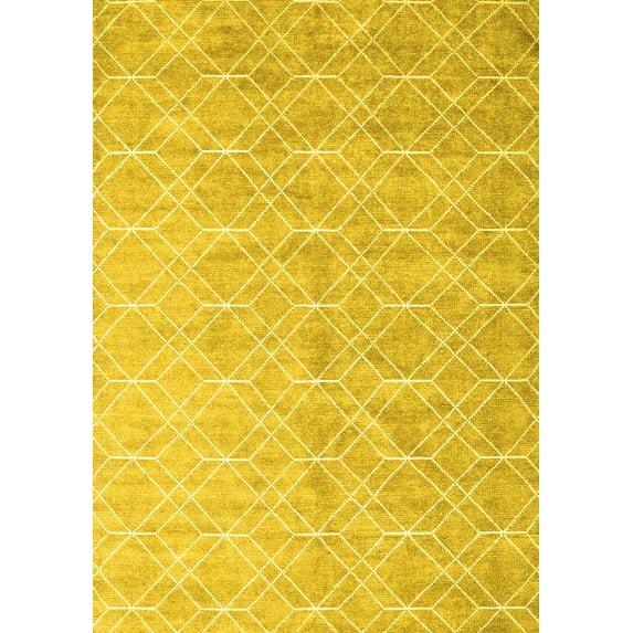 Ahgly Company Machine Washable Indoor Rectangle Abstract Yellow Contemporary Area Rugs, 8' x 12'