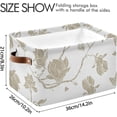 thumbnail image 4 of GZHJMY Vintage Stylized White Color Print Foldable Storage Bin Bedroom/Office Rectangular Canvas Basket 14.2"x10.2", 1 PCS Cube Organizer Boxes with Handles for Books/Clothes/Toys, 4 of 7