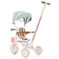 thumbnail image 6 of 7 in 1 Baby Tricycle, Toddler Tricycle with Removable and Adjustable Push Rod, Toddler Push Bike with Removable Pedal, Canopy, and Guardrail, Tricycle for 18-72 Months, pink, 6 of 6