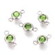 thumbnail image 1 of 304 Stainless Steel Rhinestone Links Connectors Flat Round Stainless Steel Color Peridot 12x6.5x4mm Hole: 2mm, 1 of 3
