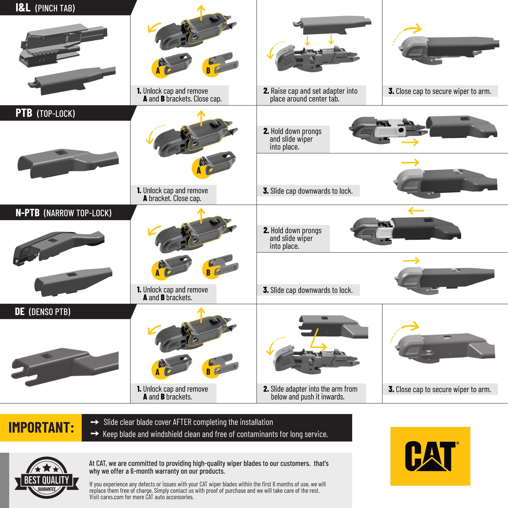 CAT C2.0 Wiper Blades (3-Pack), Front or Rear Wiper Blades for Cars SUVs Trucks, Direct OEM Replacement, Heavy Duty Streak-Free All Seasons Silent Crystal Clear Easy Installation - 22" + 21" + 11"