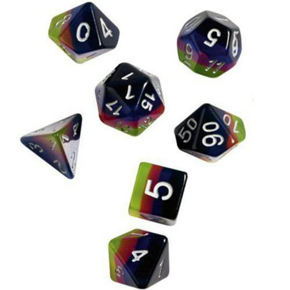 Sirius Dice Pink, Green & Blue Polyhedral 7-Die Dice Set
