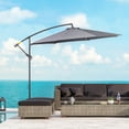 thumbnail image 2 of Outsunny 10ft Offset Patio Umbrella with Base, Grey, 2 of 9