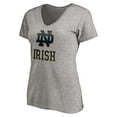 thumbnail image 2 of Women's Fanatics Gray Notre Dame Fighting Irish Primary Logo V-Neck T-Shirt, 2 of 3