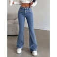 thumbnail image 3 of EMMIOL Women's Y2K High Waist Flare Jeans,Vintage American Red Star Print Distressed Stretch Bootcut Denim Pants,Retro 90s Bell Bottoms Suitable for Independence Day, 3 of 8