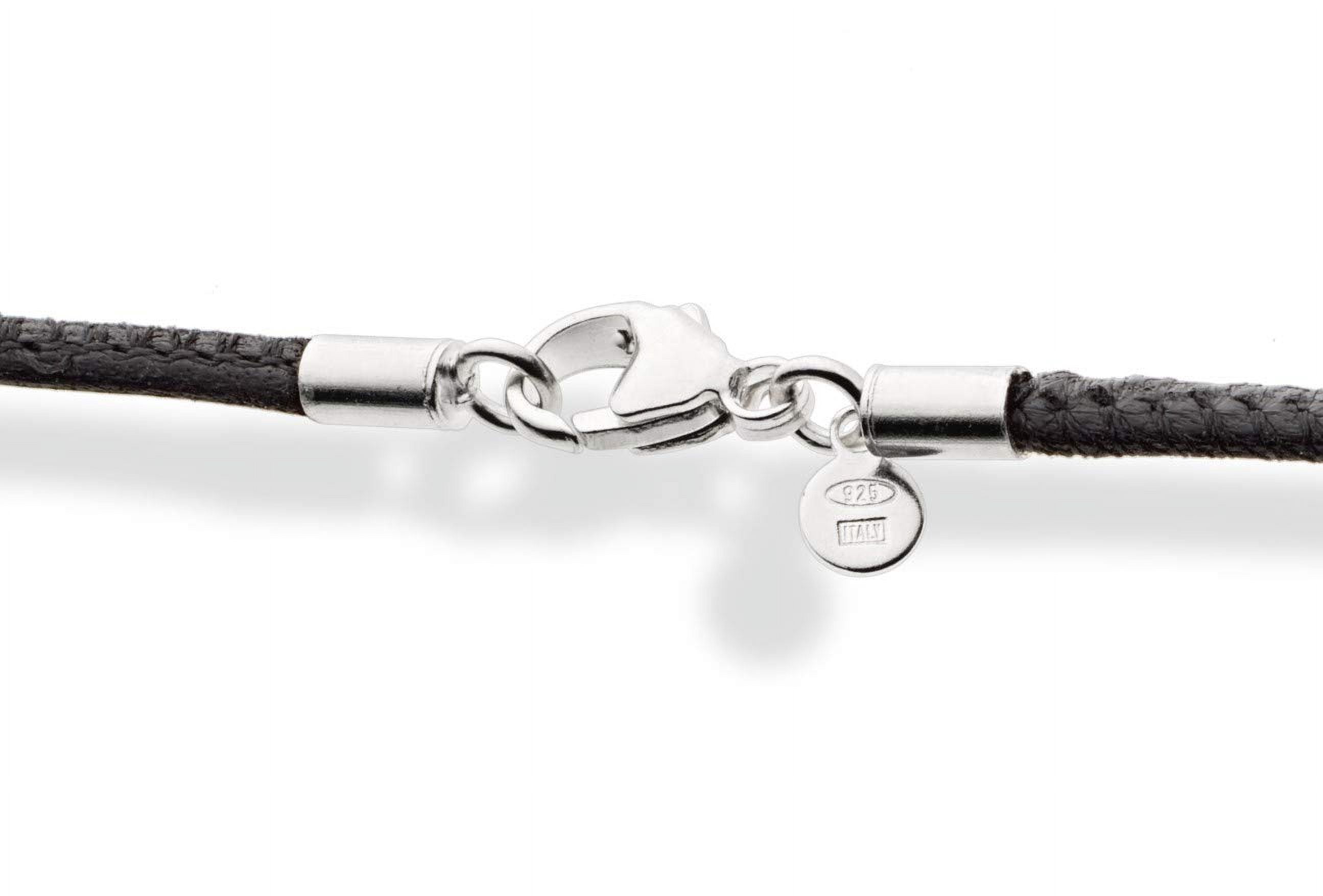 Miabella Genuine 2mm Black or Brown Italian Leather Cord Chain Necklace for Men Women with 925 Sterling Silver Clasp Made in Italy (Black, 16)