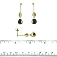 thumbnail image 2 of 18K Yellow Gold Large shiny and Small  Satin Tear Drops Dangle Post Earrings 1.25 inches long.., 2 of 3