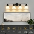 thumbnail image 6 of KAISITE Bathroom Vanity Light Fixtures 4 Lights Modern Bathroom Lighting Fixtures over Mirror with Frosted Milky Glass Shade Black Wall Sconce for Bath Bedroom, 6 of 9
