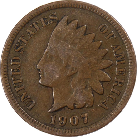 1907 Indian Head Cent VG Very Good Bronze Penny 1c Coin Collectible