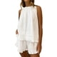 thumbnail image 1 of Conjuntos Cortos para las Mujeres Casual Verano Moda Sólido Cuello Redondo sin Mangas con Pantalones Cortos 2 Conjuntos de Pc, 1 of 9