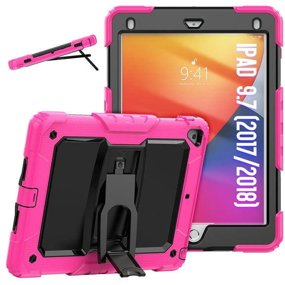 for iPad Pro 10.5/Air 3 Case with PET Screen Protector   Pencil Holder   Stand   Shoulder Strap | Heavy Duty Protection 3 Layer Silicone PC Case for iPad Pro 10.5/Air 3 | Rose Black