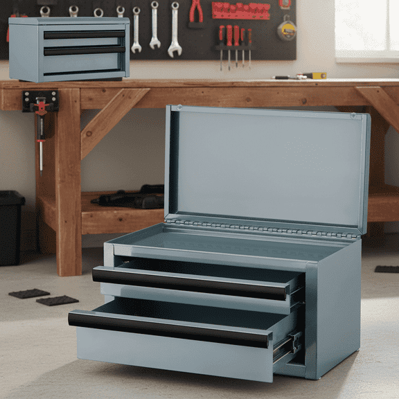 QSOCSSP Mini Metal Tool Box, 100% Carbon Steel Tool Chest, 2 Anti-Scratch Coating, Reinforced Screw Frame Cold Rolled Steel Toolbox, 98 LBS Load, 10Y Durable, 6 LBS Light & Easy Carry