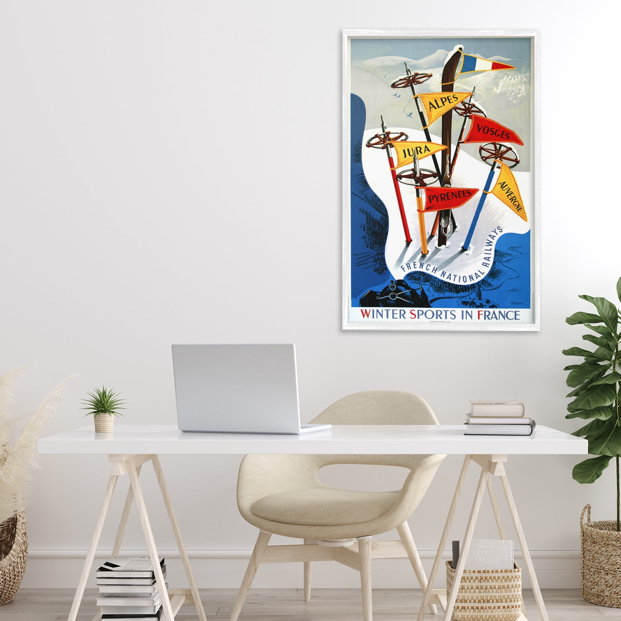 Stupell Industries Winter Sports In France White Framed Giclee Art, design by Vintage Posters