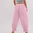 thumbnail image 6 of RYRJJ Women's Pants Wide Leg Trousers Low Rise Loose Baggy Elastic Waist Trousers Fall Casual Slouchy Streetwear Y2K Trousers with Pockets(Pink,XXL), 6 of 9